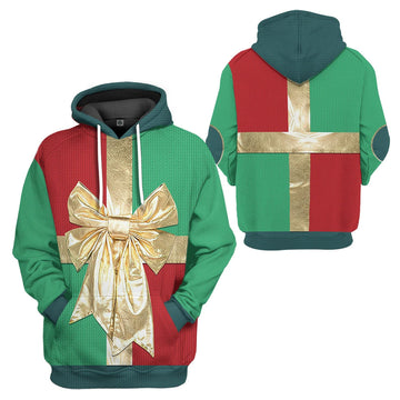 Navidad Christmas Sudadera Estampada con Capucha Caja de Regalo Cosplay Ropa Casual Unisex